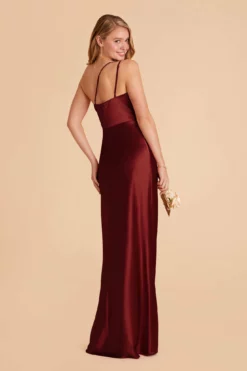 Kensie Shiny Satin Dress - Cabernet -US Skirt Sales 2024 cabernet kensie satin bridesmaid dress 02