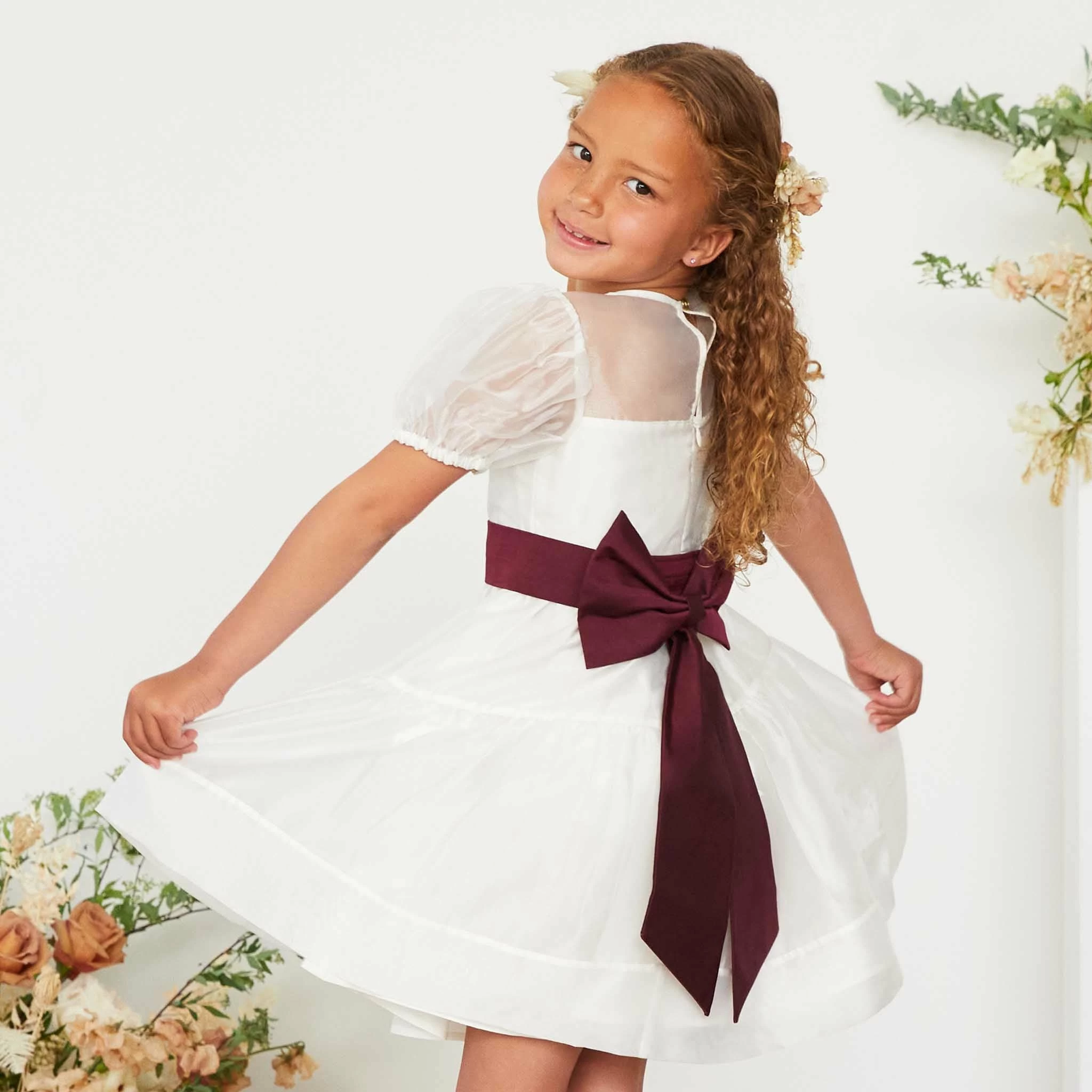 Liz Flower Girl Sash - Cabernet 2 Liz Flower Girl Sash - Cabernet - Image 2