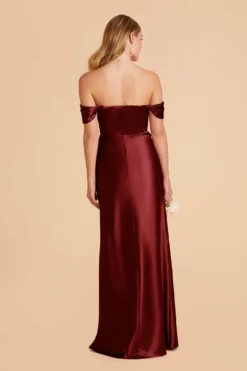 Mia Shiny Satin Convertible Dress - Cabernet -US Skirt Sales 2024 cabernet mia convertible satin bridesmaid dress 01