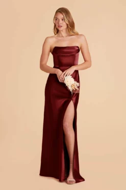 Mia Shiny Satin Convertible Dress - Cabernet -US Skirt Sales 2024 cabernet mia convertible satin bridesmaid dress 04