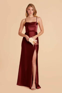 Mia Shiny Satin Convertible Dress - Cabernet -US Skirt Sales 2024 cabernet mia convertible satin bridesmaid dress 06