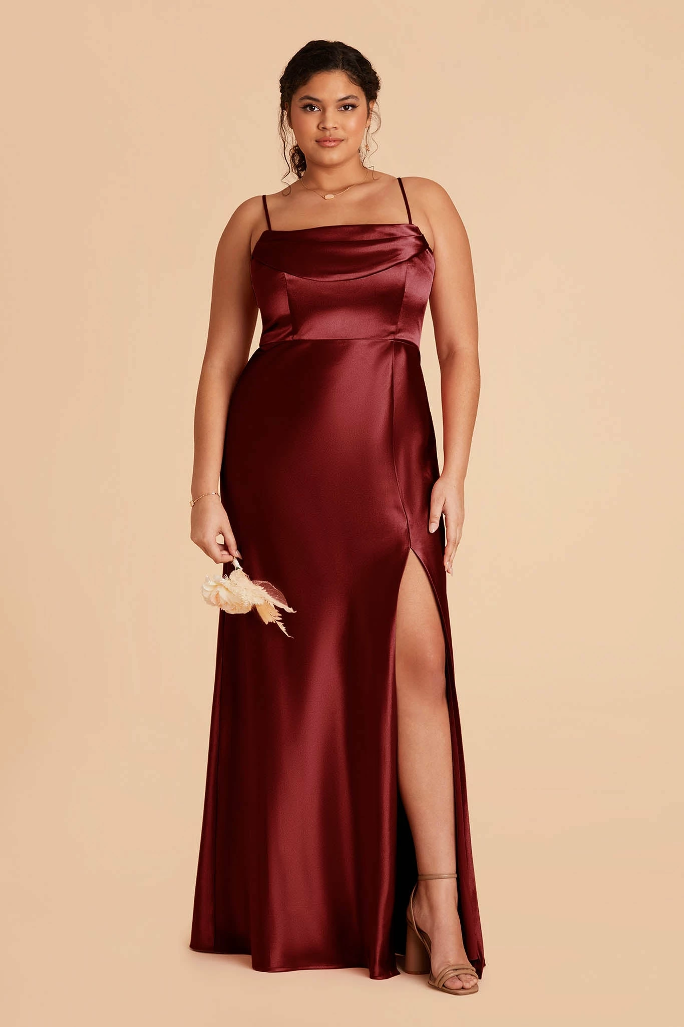 Mia Shiny Satin Convertible Dress - Cabernet - Image 2