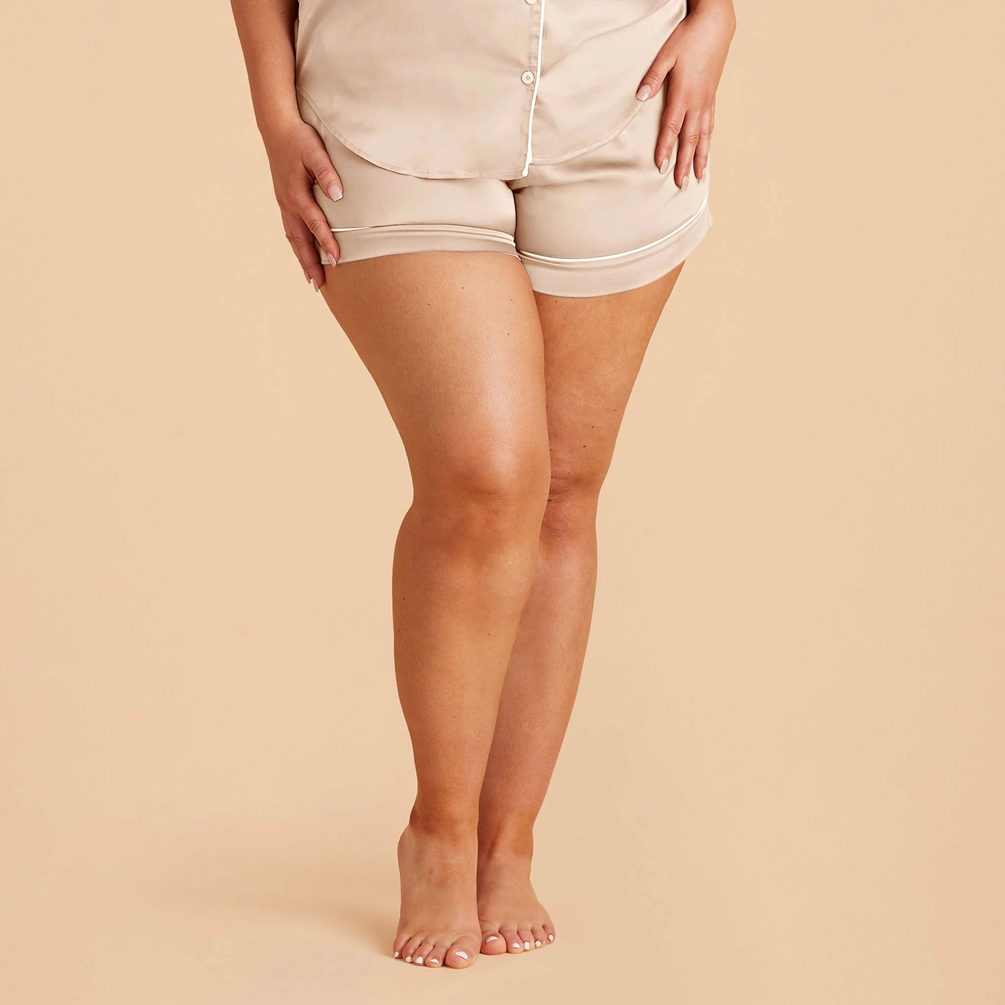 Jonny Satin Pajama Shorts - Champagne - Image 15