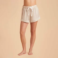 Jonny Satin Pajama Shorts - Champagne