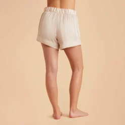 Jonny Satin Pajama Shorts - Champagne -US Skirt Sales 2024 champagne jonny satin shorts bridesmaid pajamas 02