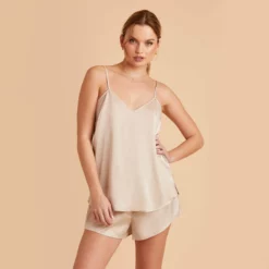 Olivia Cami And Shorts Set - Champagne 27 Olivia Cami And Shorts Set - Champagne -US Skirt Sales 2024 champagne olivia satin cami top bridesmaid pajamas 02 1