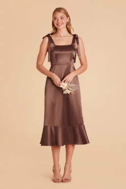 Eugenia Shiny Satin Convertible Midi Dress - Chocolate Brown 10 Eugenia Shiny Satin Convertible Midi Dress - Chocolate Brown -US Skirt Sales 2024 chocolate brown eugenia convertible satin bridesmaid dress 02