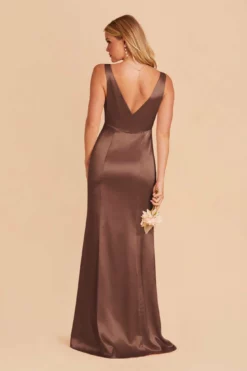 Gloria Shiny Satin Dress - Chocolate Brown -US Skirt Sales 2024 chocolate brown gloria satin bridesmaid dress 04