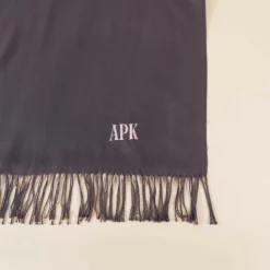 Shawl With Fringe - Dark Grey -US Skirt Sales 2024 dark gray cashmere shawl personalized flat lay 01