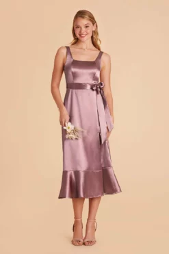 Eugenia Shiny Satin Convertible Midi Dress - Dark Mauve 13 Eugenia Shiny Satin Convertible Midi Dress - Dark Mauve -US Skirt Sales 2024 dark mauve eugenia convertible satin bridesmaid dress 04