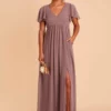 Hannah Empire Dress - Dark Mauve