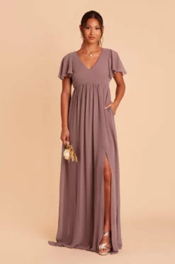 Hannah Empire Dress - Dark Mauve