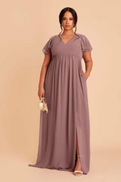 Hannah Empire Dress - Dark Mauve -US Skirt Sales 2024 dark mauve hannah plus size bridesmaid dress 02