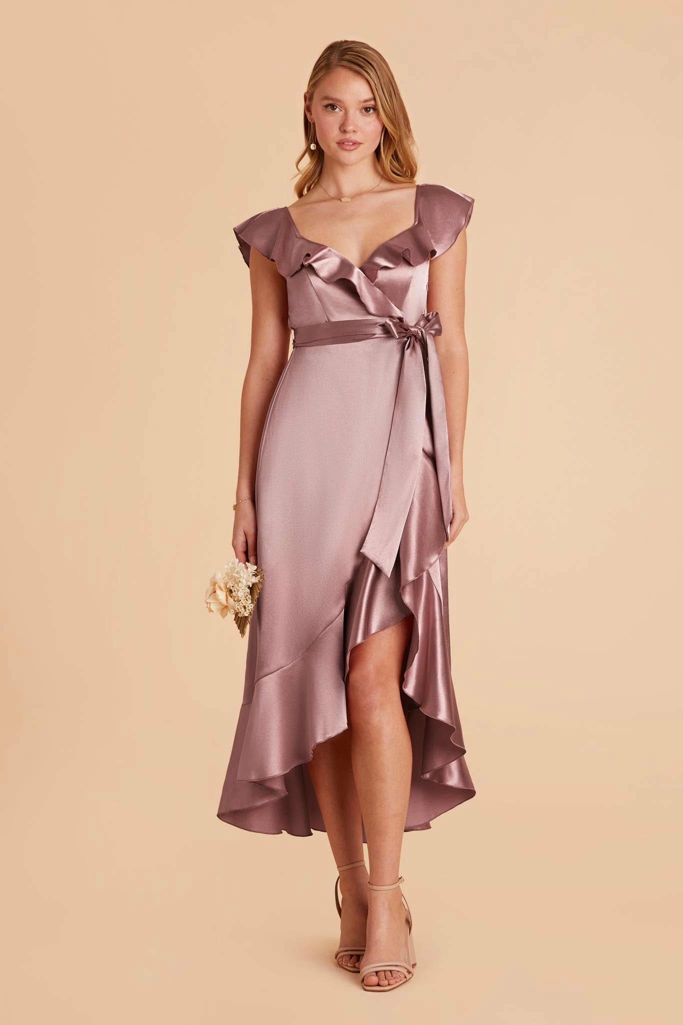 James Shiny Satin Midi Dress - Dark Mauve 3 James Shiny Satin Midi Dress - Dark Mauve - Image 3