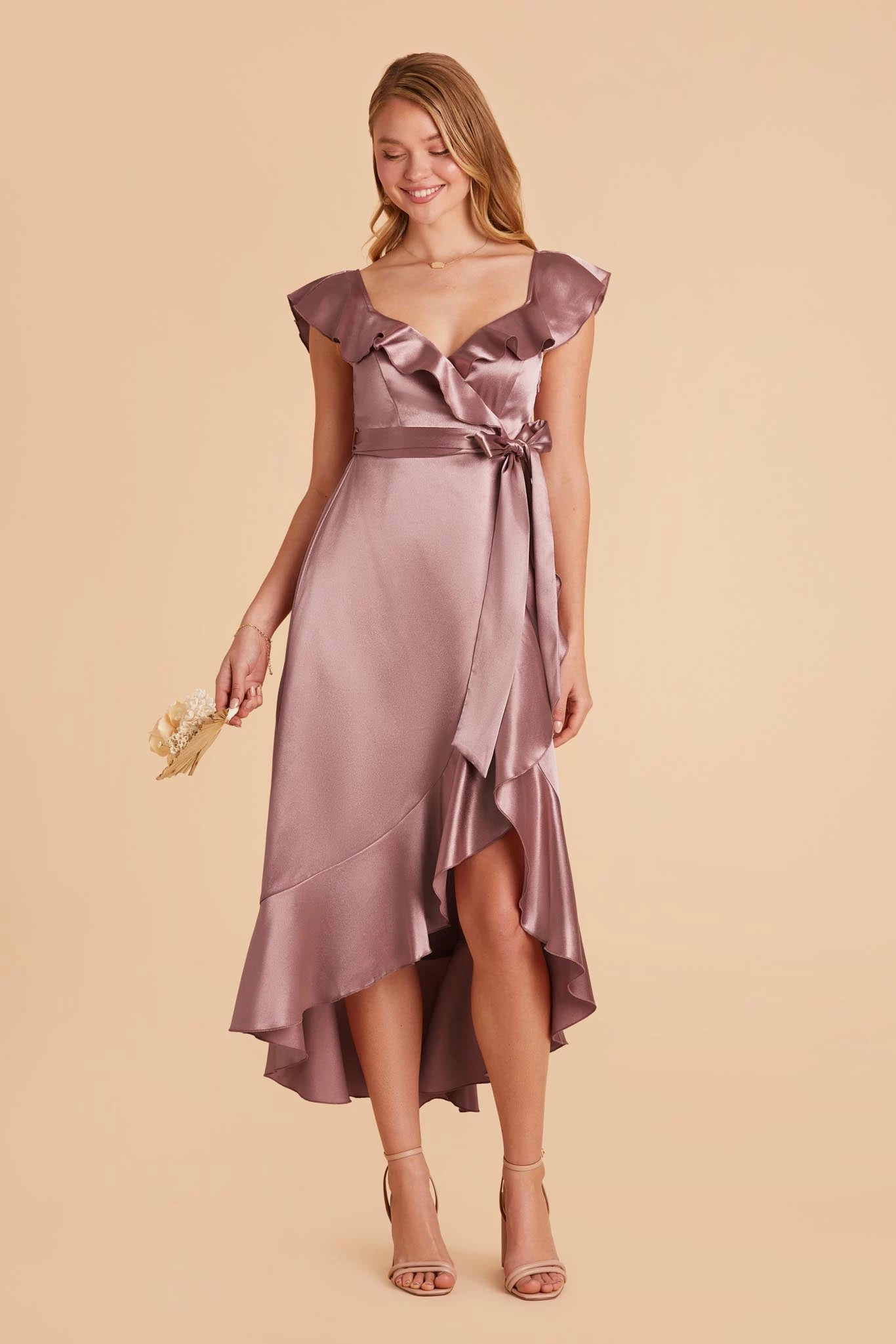 James Shiny Satin Midi Dress - Dark Mauve 4 James Shiny Satin Midi Dress - Dark Mauve - Image 4