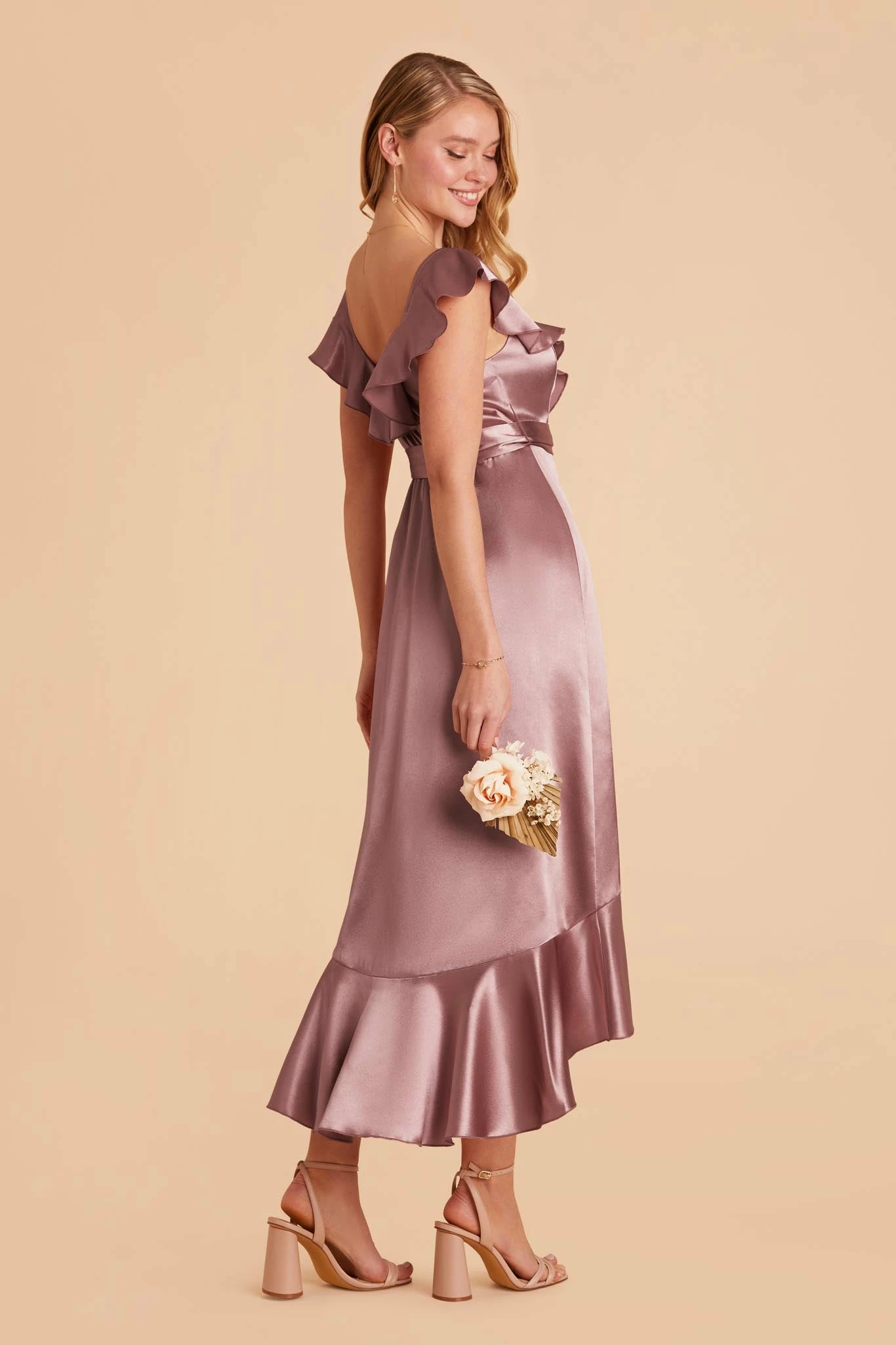 James Shiny Satin Midi Dress - Dark Mauve 5 James Shiny Satin Midi Dress - Dark Mauve - Image 5