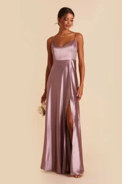 Jay Shiny Satin Dress - Dark Mauve -US Skirt Sales 2024 dark mauve jay satin bridesmaid dress 02