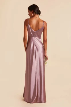 Jay Shiny Satin Dress - Dark Mauve -US Skirt Sales 2024 dark mauve jay satin bridesmaid dress 05