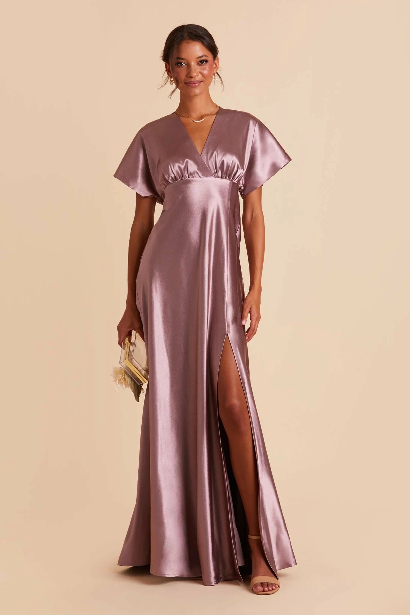 Jesse Shiny Satin Dress - Dark Mauve 4 Jesse Shiny Satin Dress - Dark Mauve - Image 4