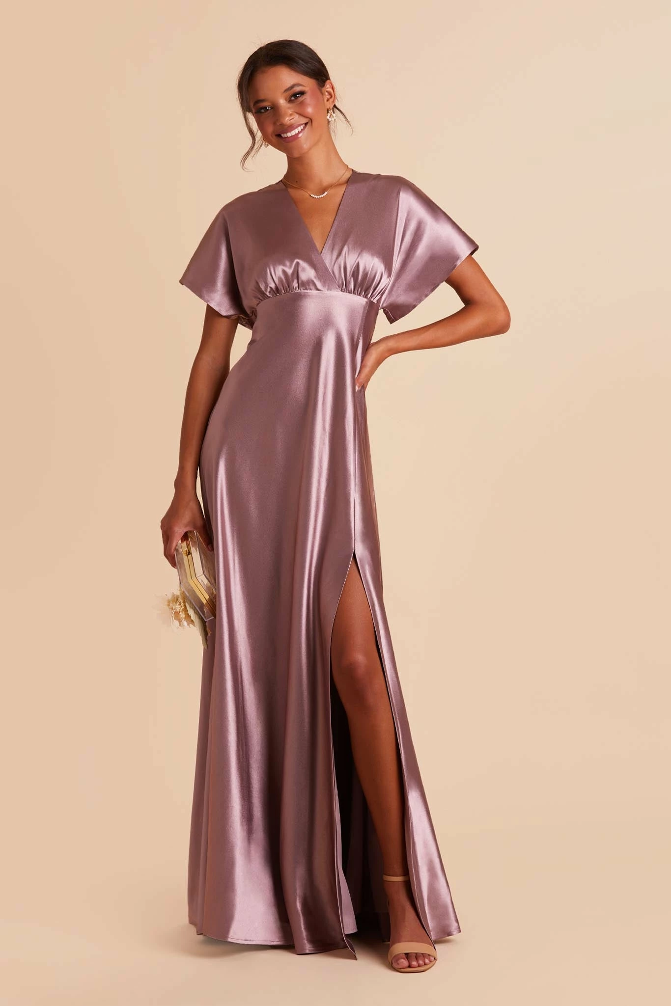 Jesse Shiny Satin Dress - Dark Mauve 5 Jesse Shiny Satin Dress - Dark Mauve - Image 5