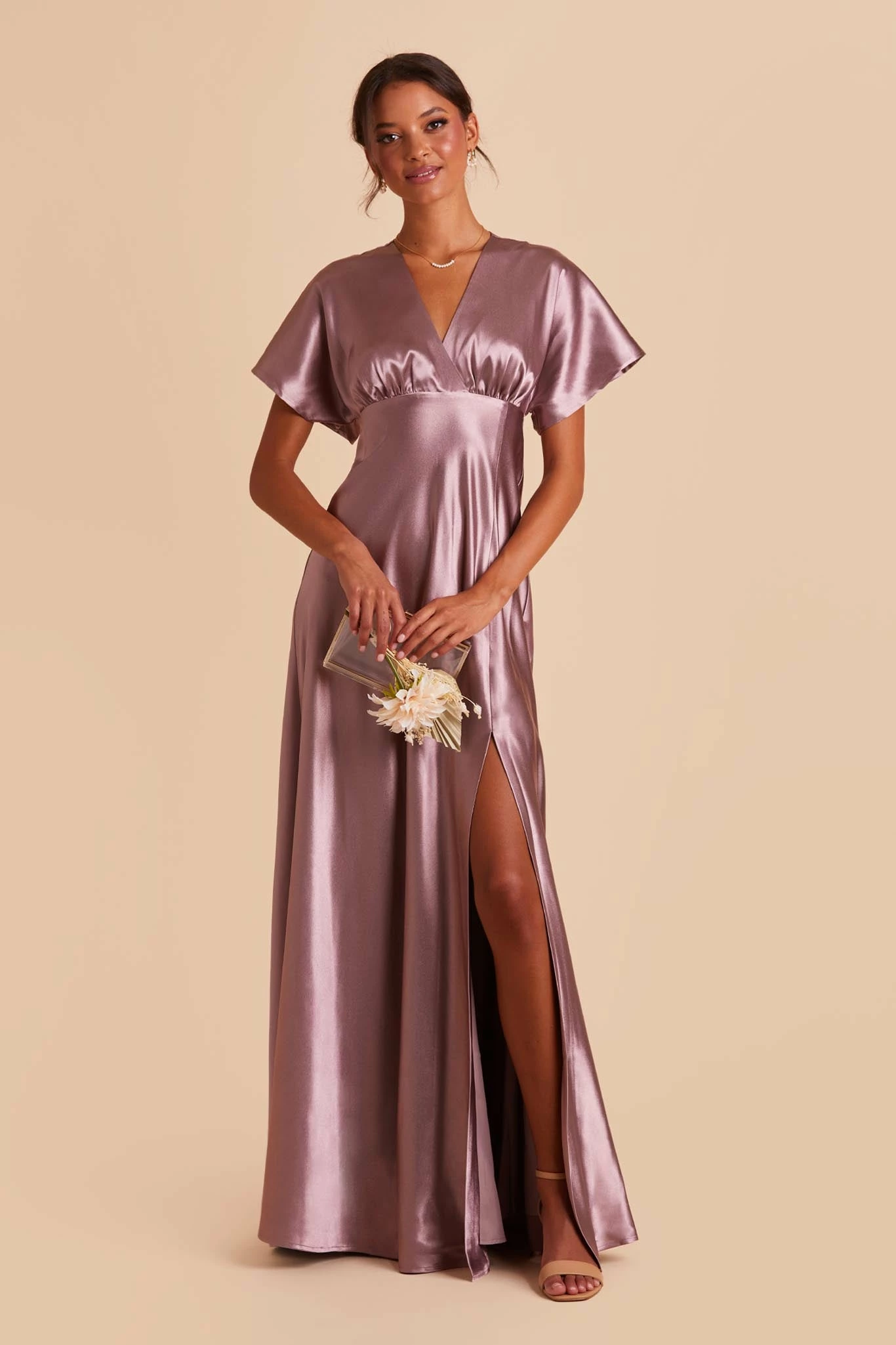 Jesse Shiny Satin Dress - Dark Mauve 6 Jesse Shiny Satin Dress - Dark Mauve - Image 6
