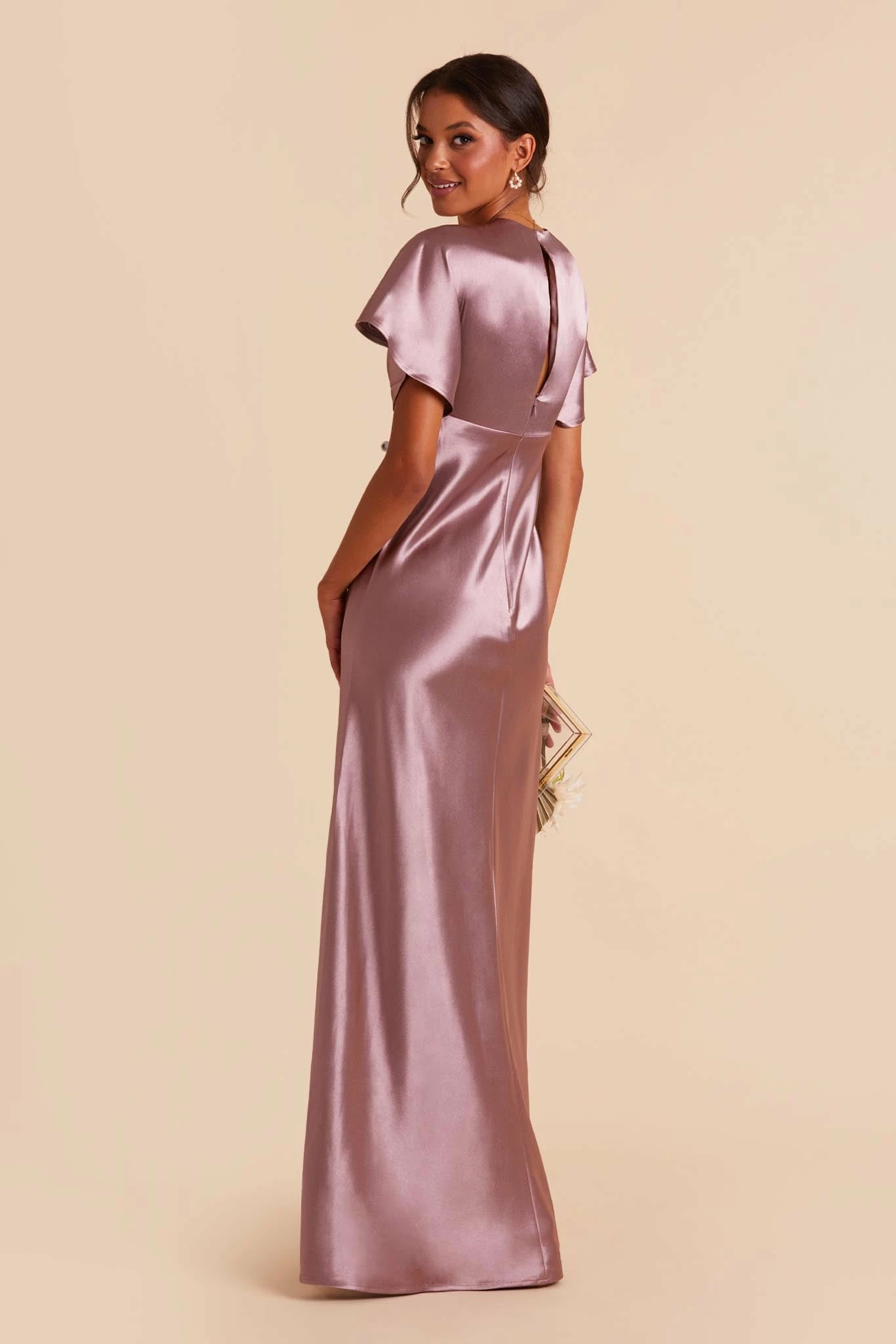Jesse Shiny Satin Dress - Dark Mauve 3 Jesse Shiny Satin Dress - Dark Mauve - Image 3