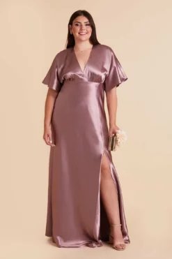 Jesse Shiny Satin Dress - Dark Mauve 20 Jesse Shiny Satin Dress - Dark Mauve -US Skirt Sales 2024 dark mauve jesse satin plus size bridesmaid dress 01