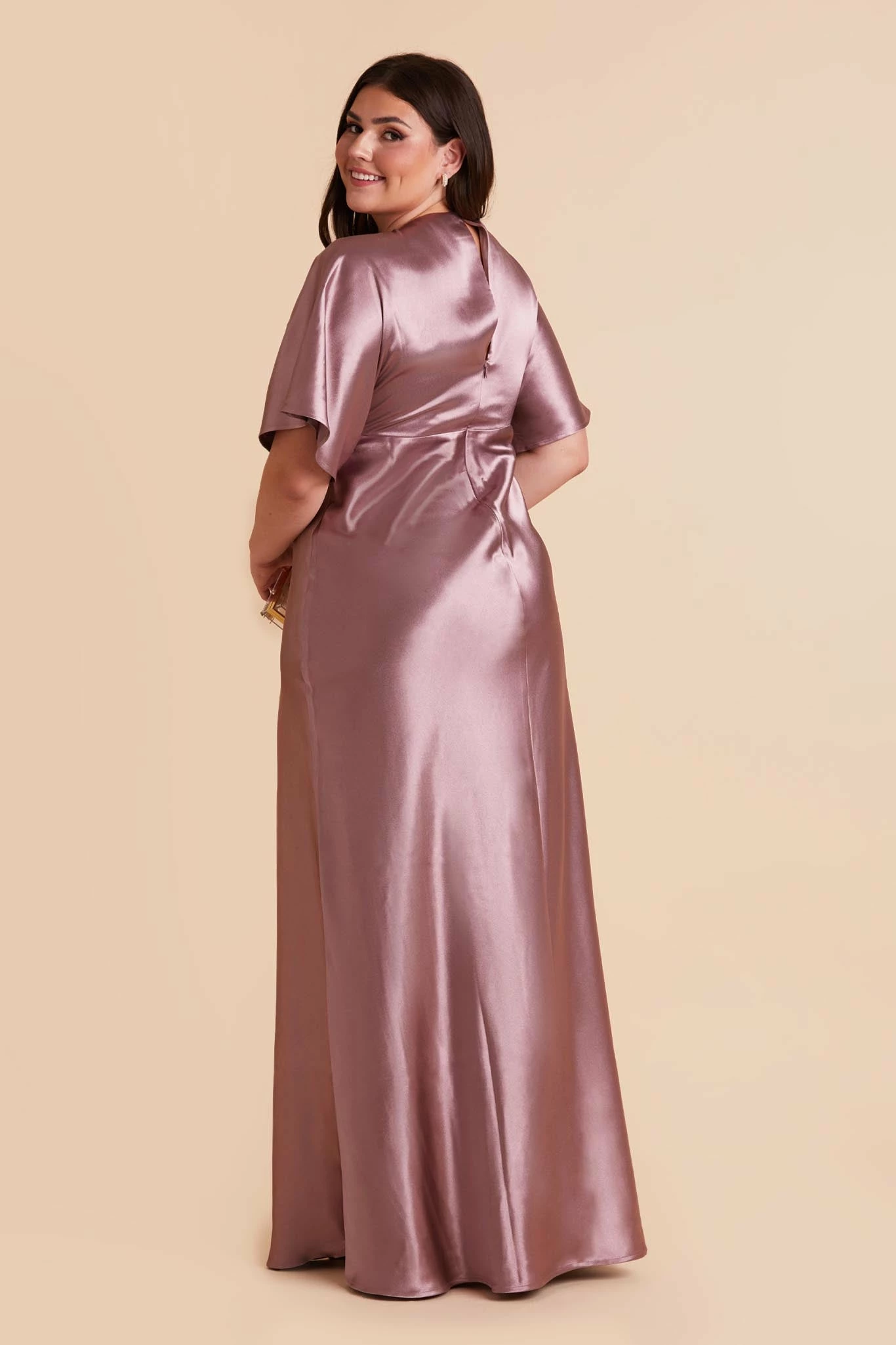 Jesse Shiny Satin Dress - Dark Mauve 8 Jesse Shiny Satin Dress - Dark Mauve - Image 8