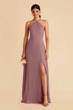 Juliet Chiffon Dress - Dark Mauve -US Skirt Sales 2024 dark mauve juliet slit bridesmaid dress 02