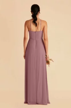 Juliet Chiffon Dress - Dark Mauve -US Skirt Sales 2024 dark mauve juliet slit bridesmaid dress 04