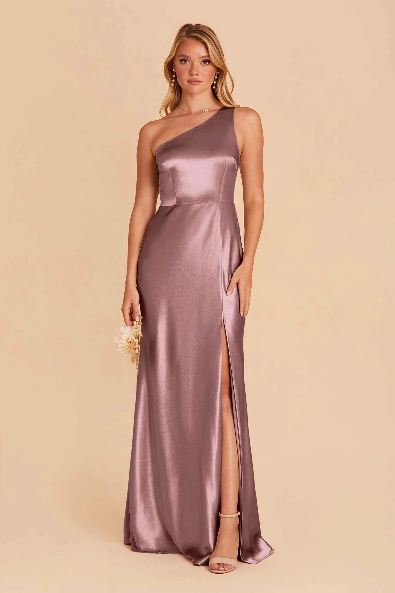 Kira Shiny Satin Dress - Dark Mauve 3 Kira Shiny Satin Dress - Dark Mauve - Image 3