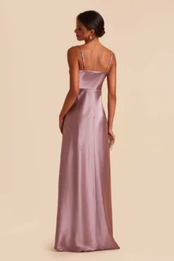 Lisa Long Shiny Satin Dress - Dark Mauve -US Skirt Sales 2024 dark mauve lisa long satin bridesmaid dress 06