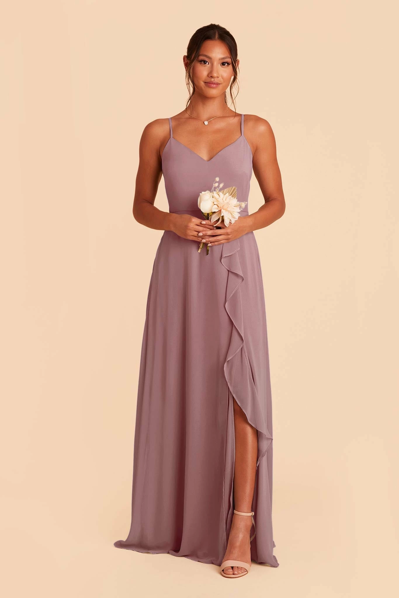 Theresa Chiffon Dress - Dark Mauve 4 Theresa Chiffon Dress - Dark Mauve - Image 4