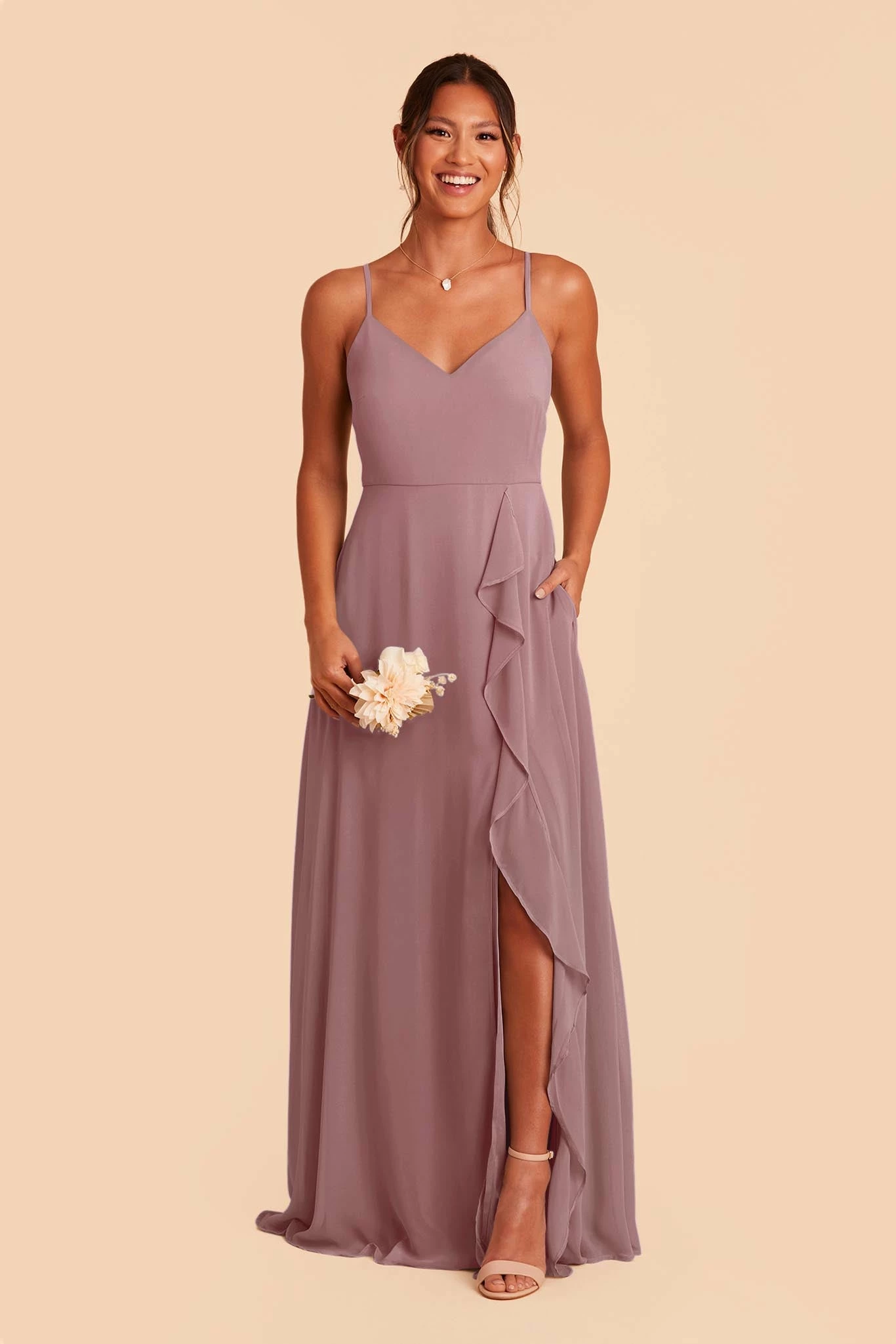 Theresa Chiffon Dress - Dark Mauve 5 Theresa Chiffon Dress - Dark Mauve - Image 5