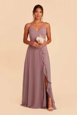 Theresa Chiffon Dress - Dark Mauve
