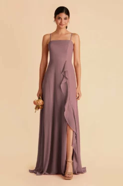 Winnie Convertible Chiffon Dress - Dark Mauve -US Skirt Sales 2024 dark mauve winnie convertible slit bridesmaid dress 02