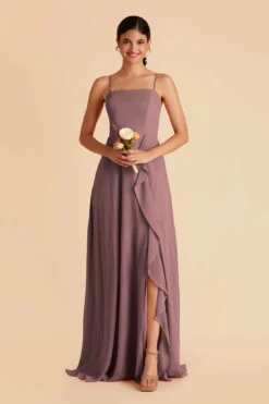 Winnie Convertible Chiffon Dress - Dark Mauve -US Skirt Sales 2024 dark mauve winnie convertible slit bridesmaid dress 03