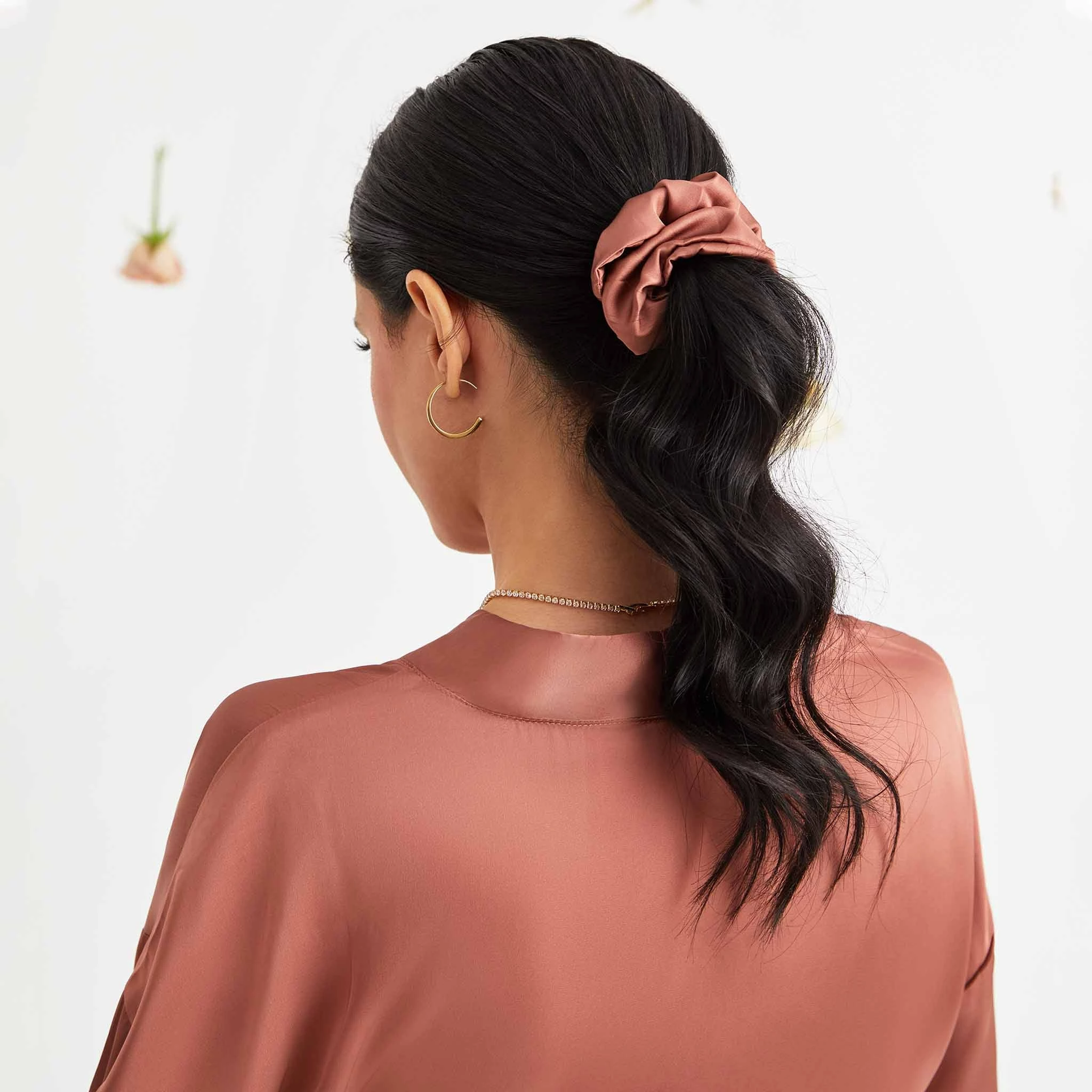 Cat Satin Scrunchie - Desert Rose 2 Cat Satin Scrunchie - Desert Rose - Image 2