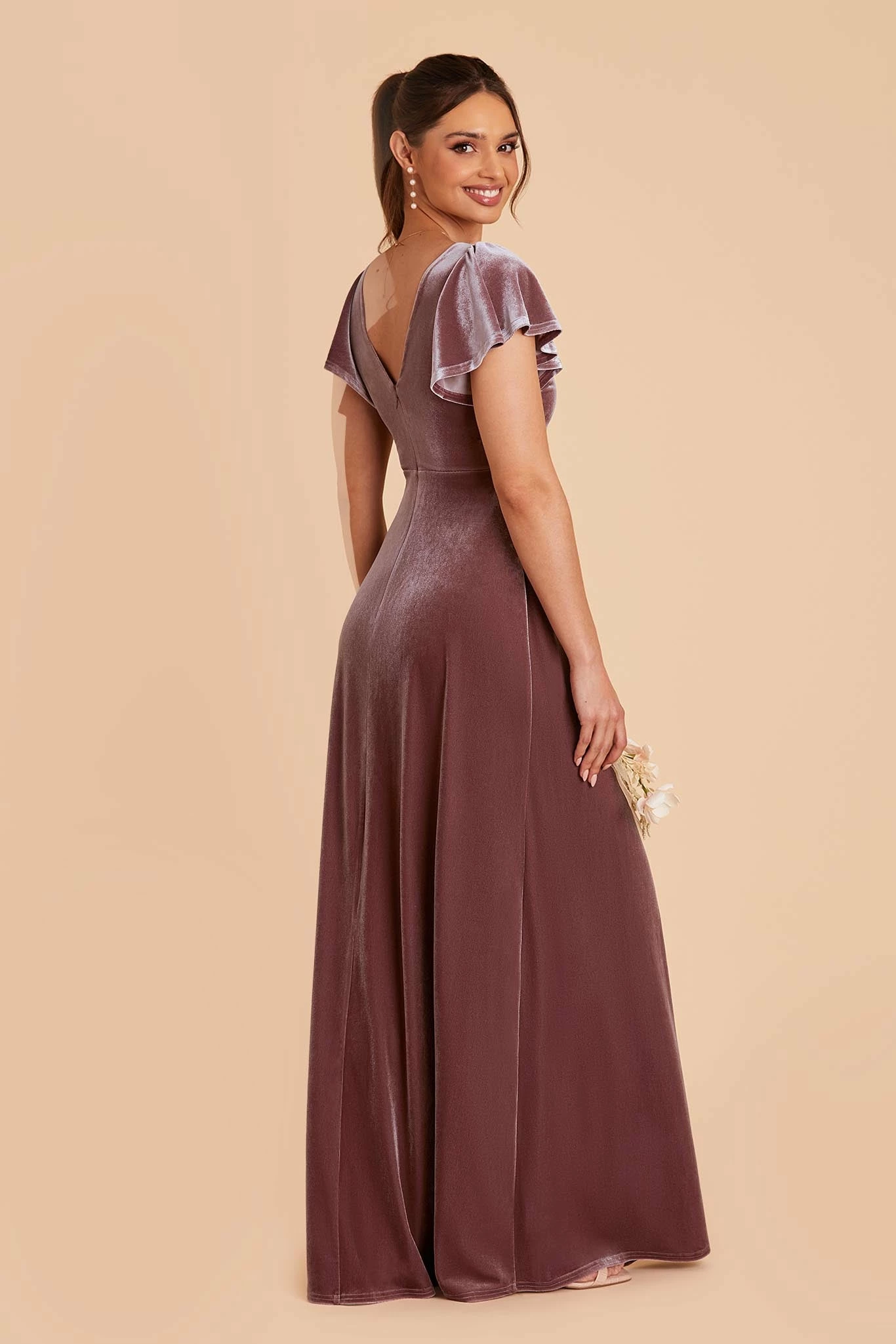 Hannah Velvet Dress - Desert Rose 3 Hannah Velvet Dress - Desert Rose - Image 3