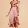 James Shiny Satin Midi Dress - Desert Rose