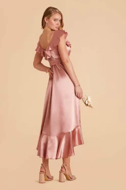 James Shiny Satin Midi Dress - Desert Rose -US Skirt Sales 2024 desert rose james satin bridesmaid dress 04