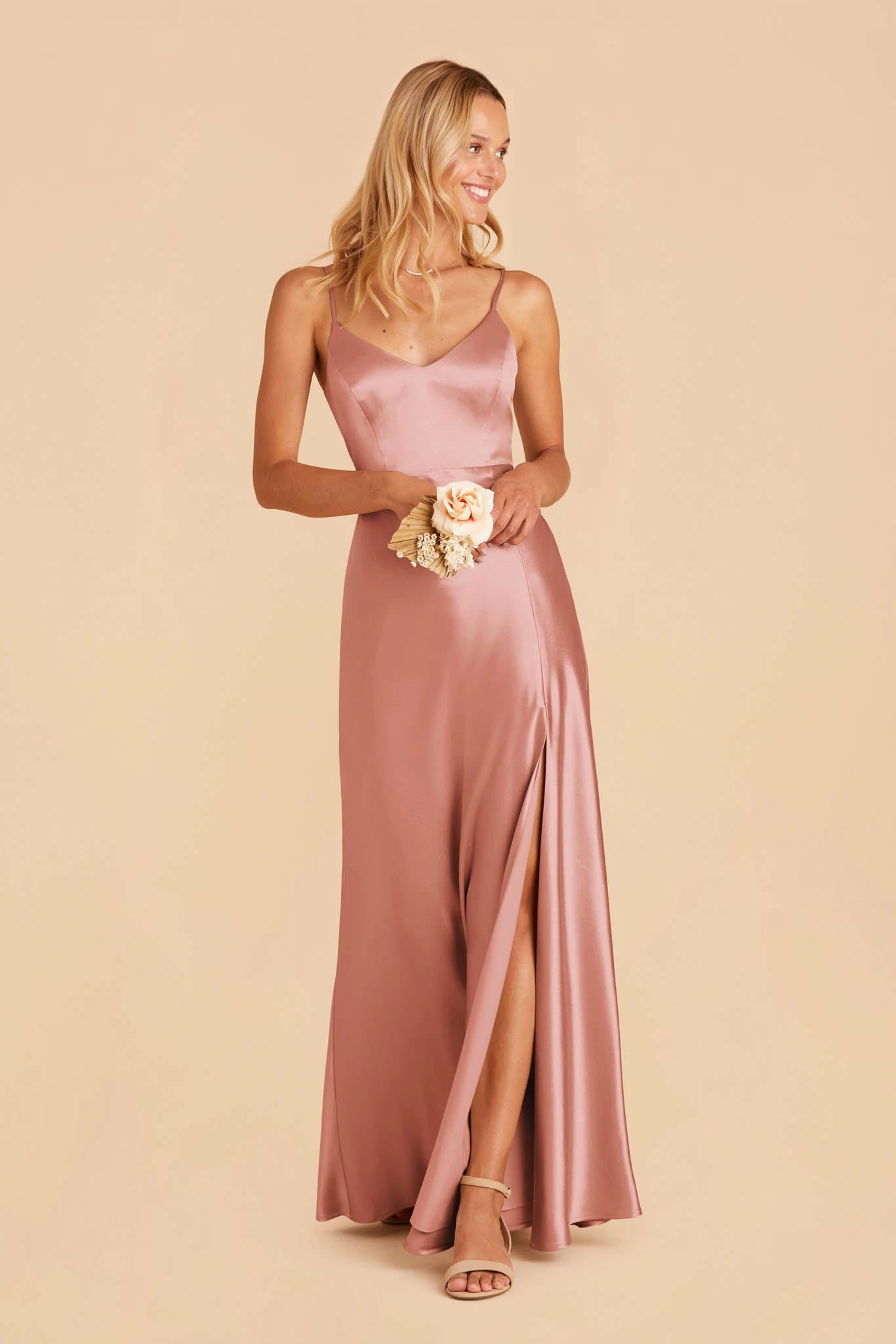 Jay Shiny Satin Dress - Desert Rose 5 Jay Shiny Satin Dress - Desert Rose - Image 5