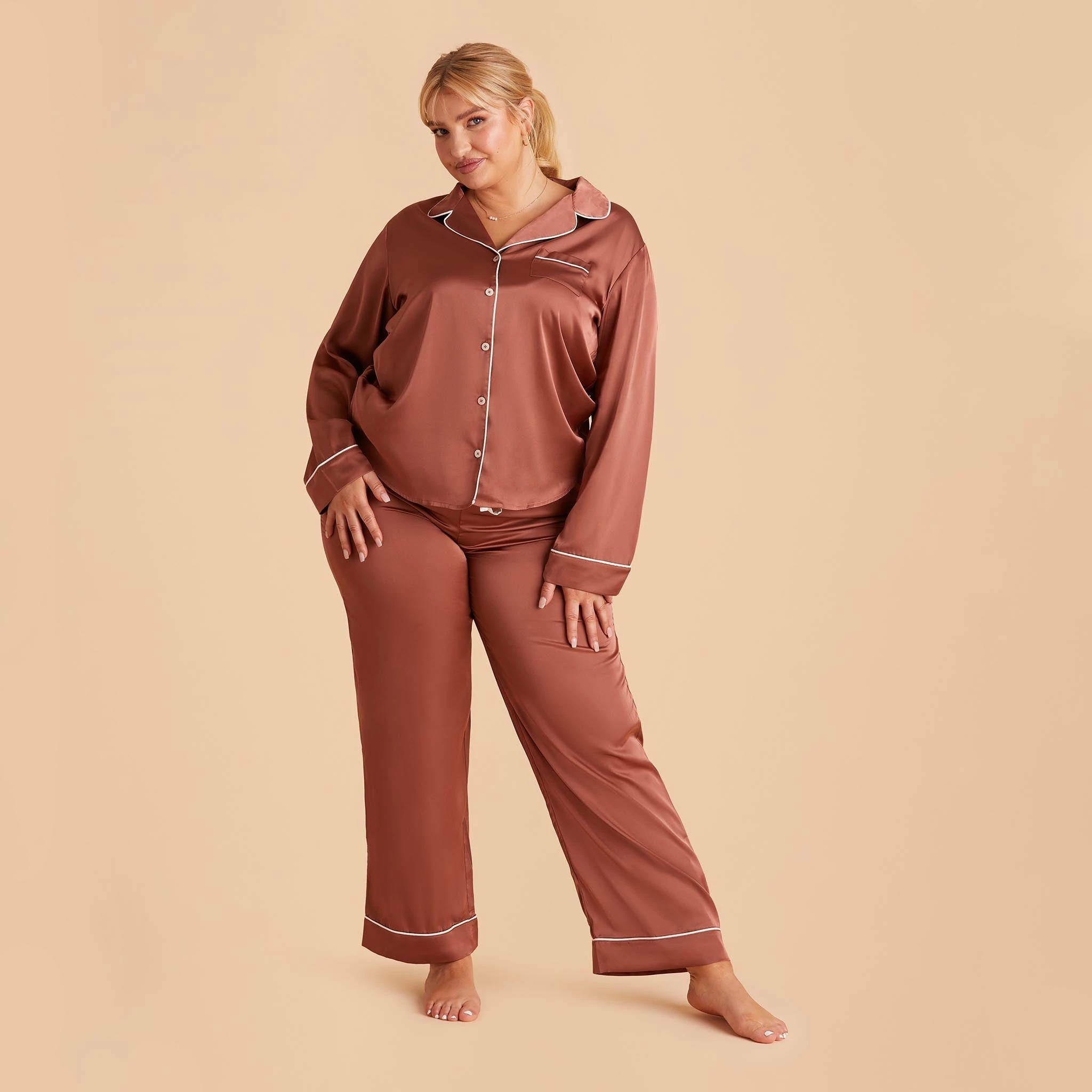 Jonny Satin Pajama Pants - Desert Rose 14 Jonny Satin Pajama Pants - Desert Rose - Image 14