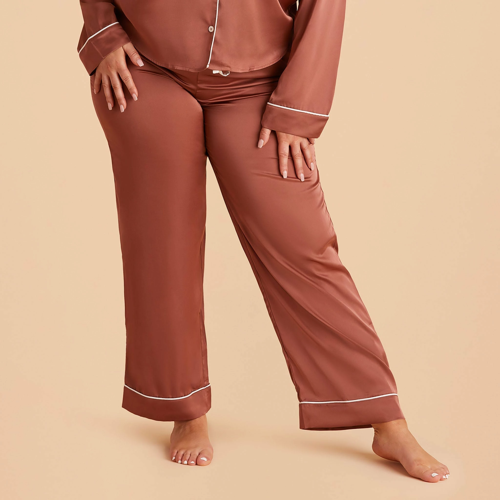 Jonny Satin Pajama Pants - Desert Rose 2 Jonny Satin Pajama Pants - Desert Rose - Image 2