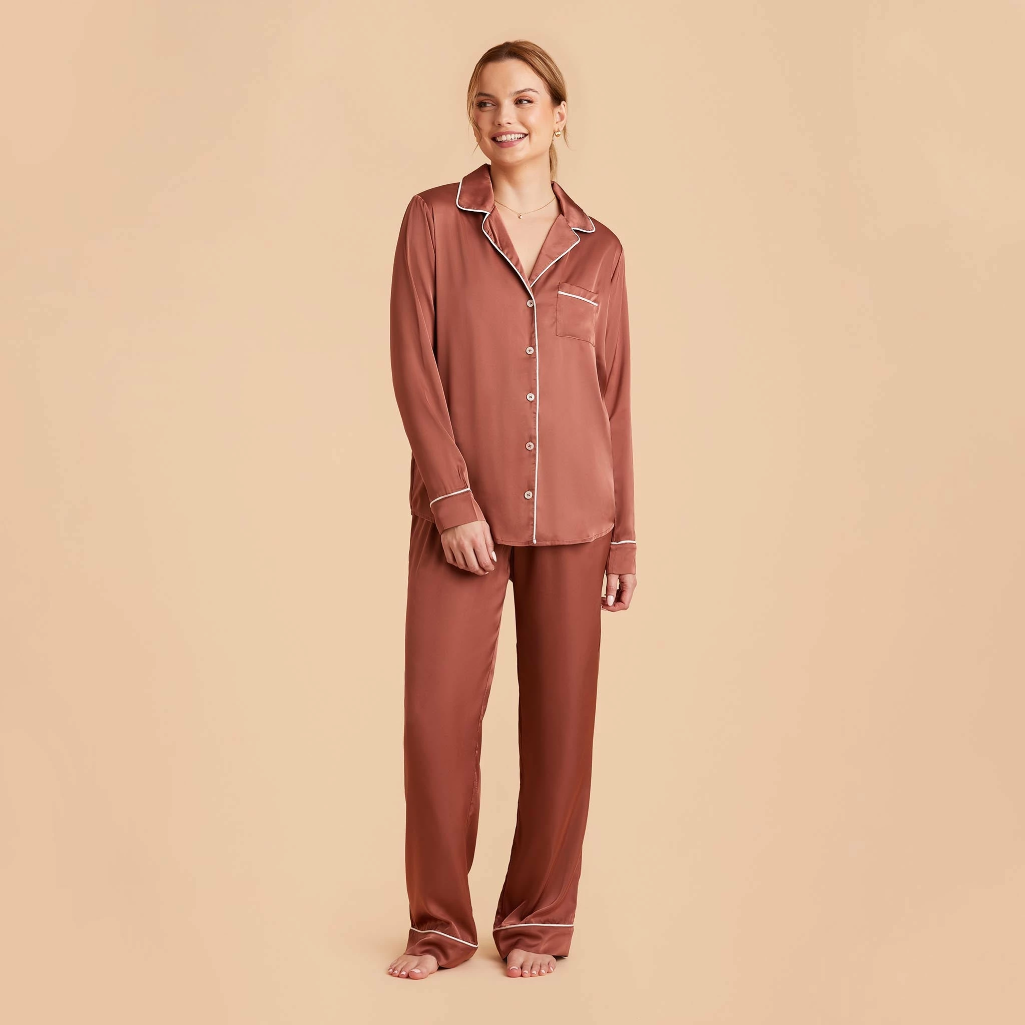 Jonny Satin Pajama Pants - Desert Rose 6 Jonny Satin Pajama Pants - Desert Rose - Image 6