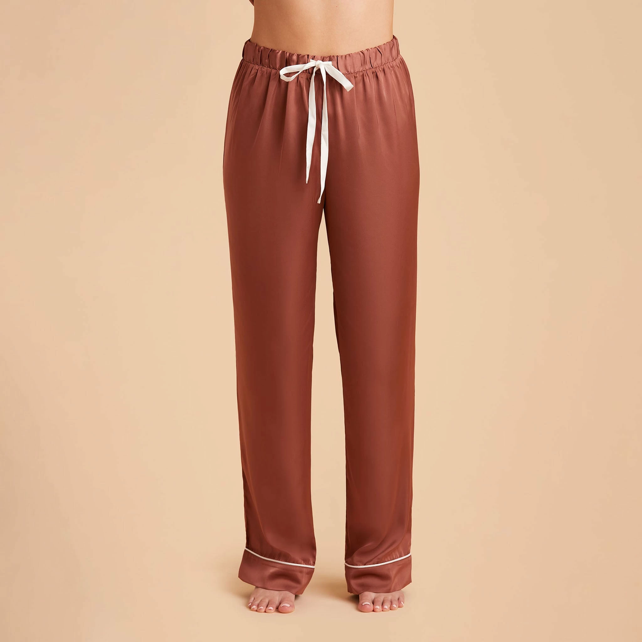 Jonny Satin Pajama Pants - Desert Rose 1 Jonny Satin Pajama Pants - Desert Rose