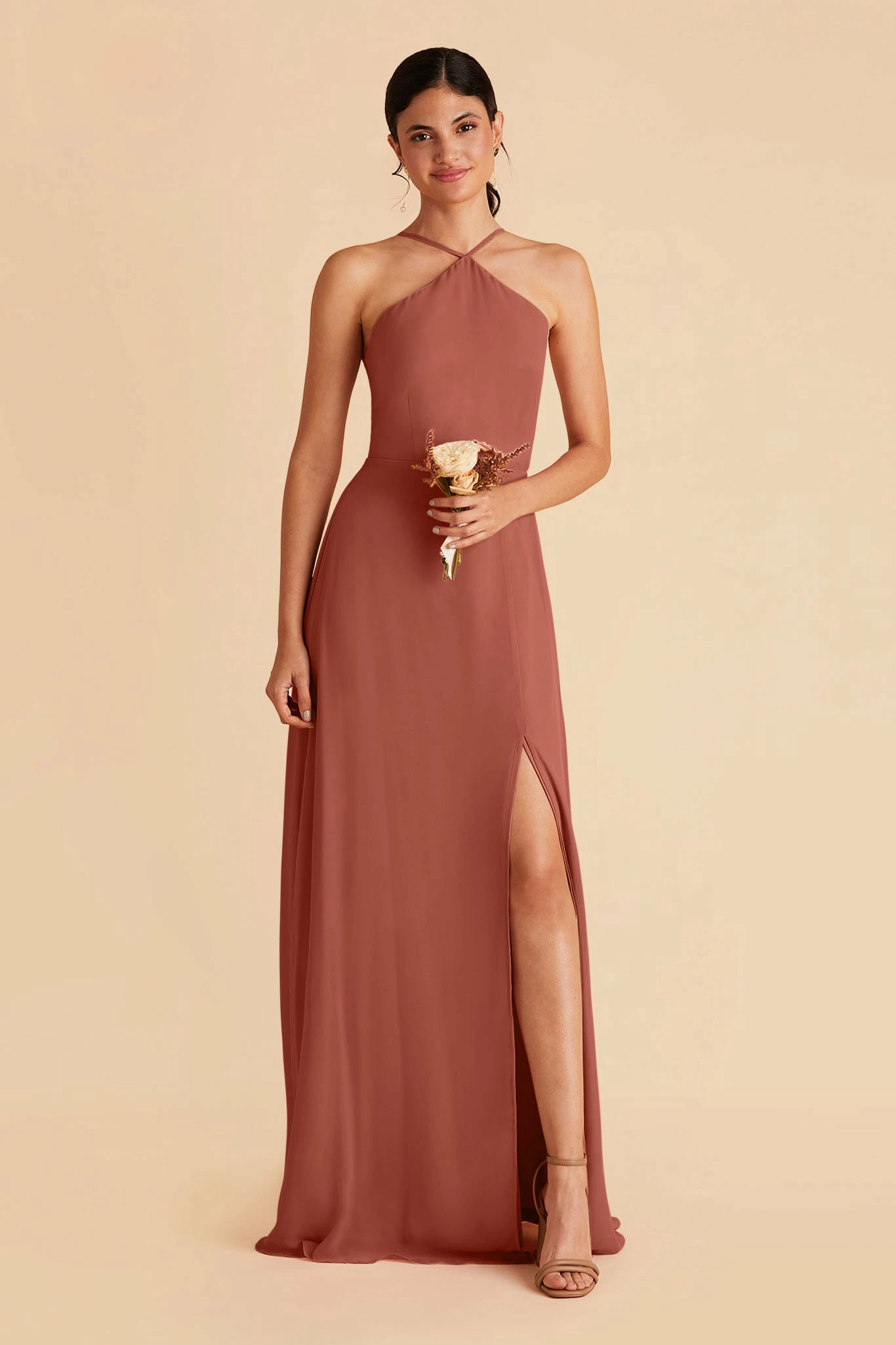 Juliet Chiffon Dress - Desert Rose 1 Juliet Chiffon Dress - Desert Rose