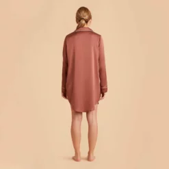 Kamryn Satin Sleepshirt - Desert Rose -US Skirt Sales 2024 desert rose kamryn satin sleep shirt bridesmaid pajamas 07
