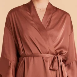 Kenny Ruffle Satin Robe - Desert Rose -US Skirt Sales 2024 desert rose kenny satin ruffle bridemaid robe TMS LIVE PREVIEW