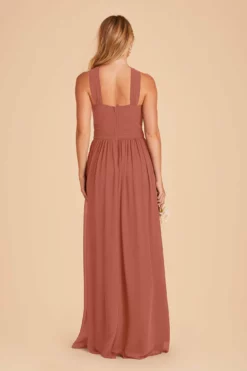 Kiko Chiffon Dress - Desert Rose -US Skirt Sales 2024 desert rose kiko slit bridesmaid dress 03